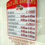 Custom made window signage for Old Line Barbers in Bel Air, MD.