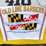 Custom designed table runner for vendor events. Made specially for Old Line Barbers.
